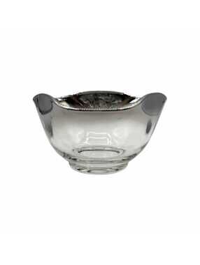 Vintage MCM Dorothy Thorpe Silver Fade Glass Triangle Salad / Candy / Dip Bowl